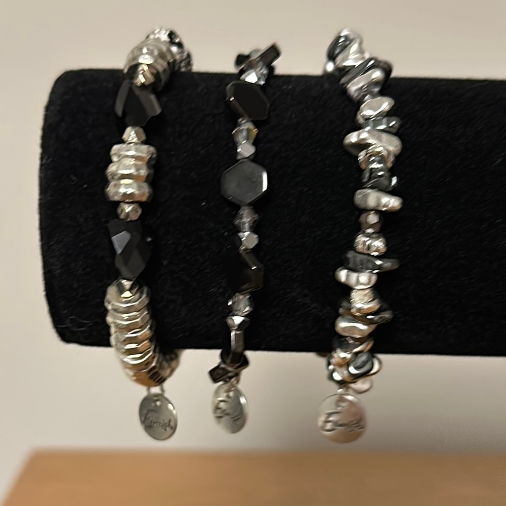 Set of 3 Black and Silver Erimish Bracelets
